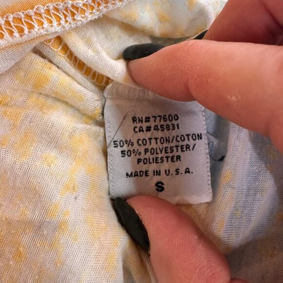 Chaser Yellow Burnout Imagine V-Neck Blouse Size Small - Picture 2 of 8